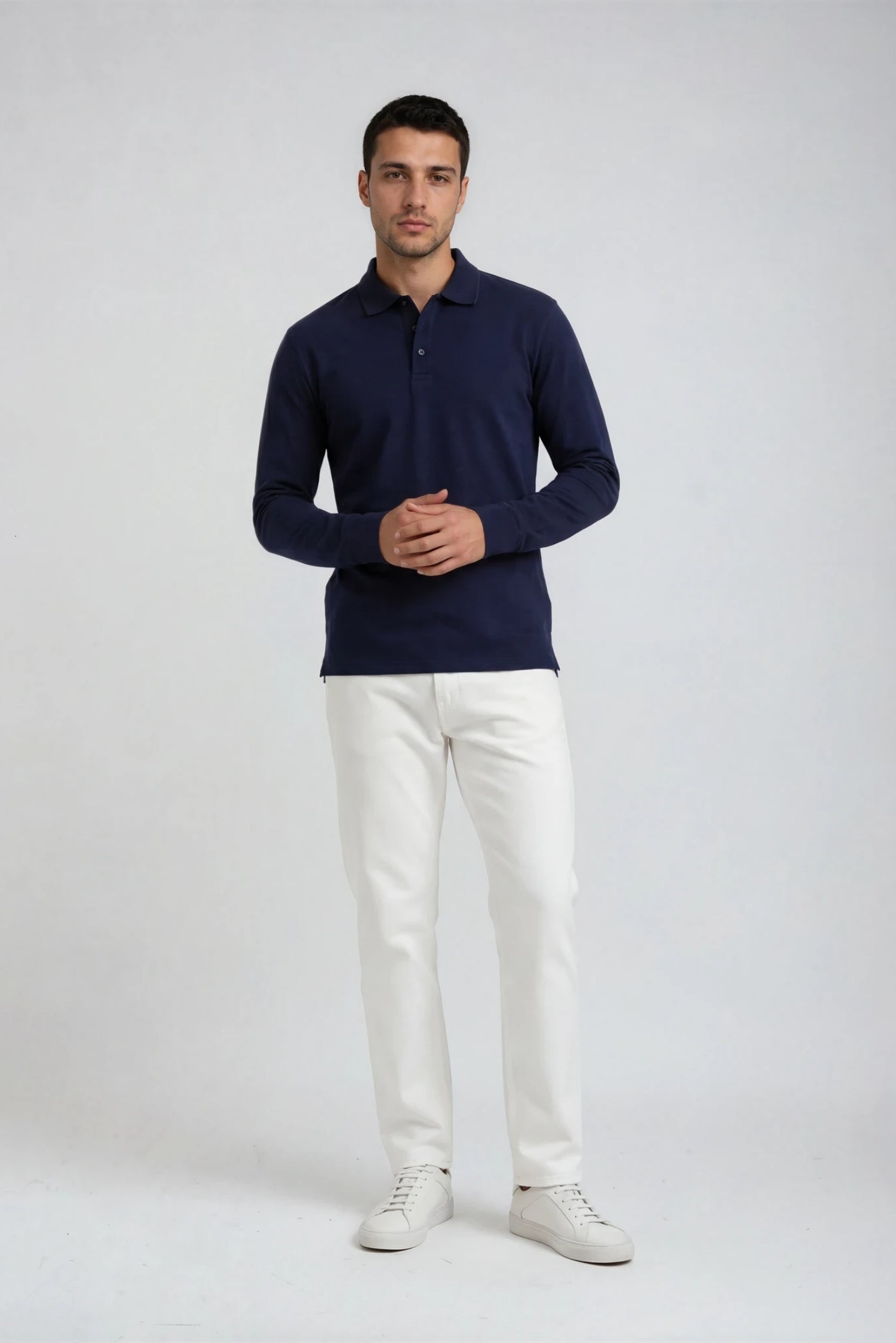 Performance Polo Langærmet, Navy Blue